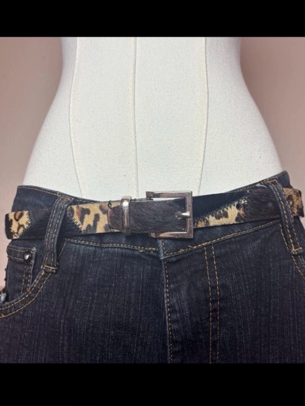 vtg patchwork pony hair western cheetah belt

brown black tan silver